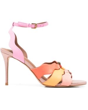 Kurt Geiger Scalloped Leather Sandals - Pink