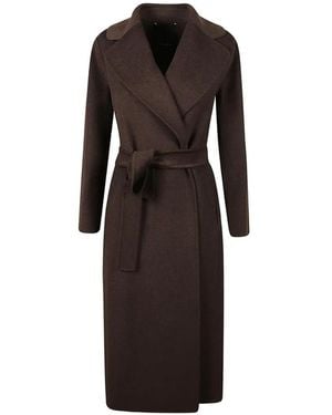 Max Mara Belted Shawl-Lapel Coat - Black
