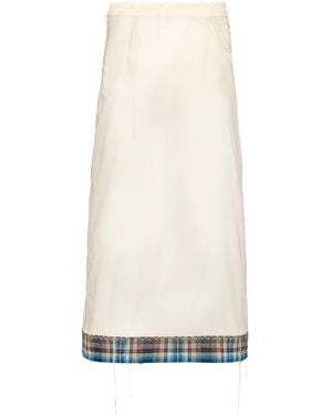 Maison Margiela X Pendleton Checked-Trim Semi-Sheer Skirt - White