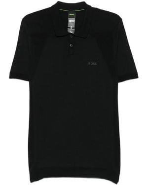 BOSS Logo-Print Polo Shirt - Black