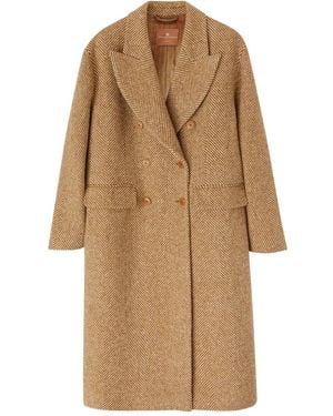 Ermanno Scervino Cappotto Doppiopetto A Spina Di Pesce - Neutro
