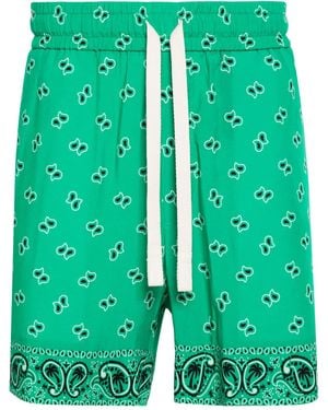 Palm Angels Segelshorts Mit Paisley-Print - Grün