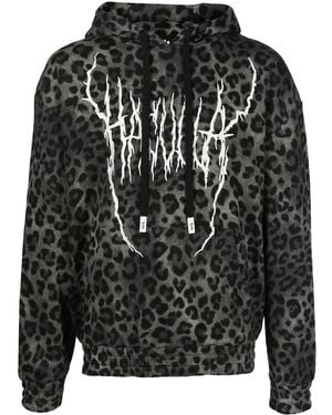 Haculla Leopard-Print Logo Hoodie - Grey