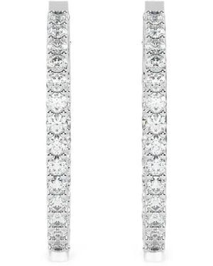 Diamond Essentials Pendientes De Aro Huggie Ovalados Con Diamantes De Laboratorio - Blanco