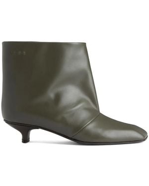 Vicini Square-Toe Leather Ankle Boots - Green