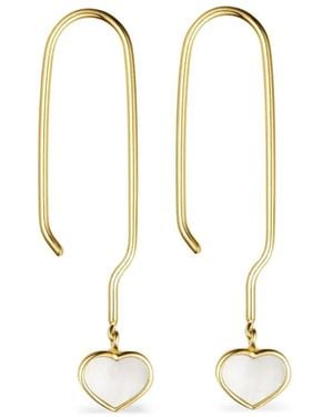 Design Letters Heart-Drop Earrings - Brown