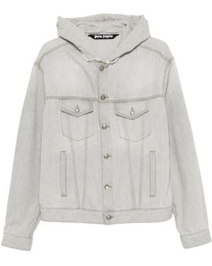 Palm Angels Hooded Denim Jacket - Grey