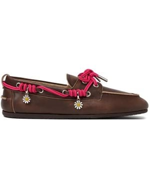 SCAROSSO Avery Floral-Charms Boat Shoes - Red
