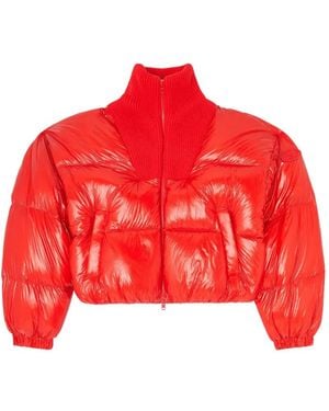DIESEL Doudoune En Ripstop Avec Col En Maille - Red