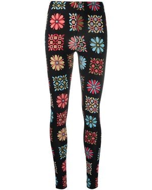 La DoubleJ Floral Stretch Leggings - Black