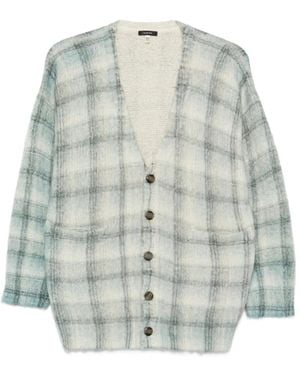 R13 Plaid-Pattern Cardigan - White