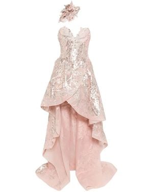 Saiid Kobeisy Embroidered Maxi Dress - Pink