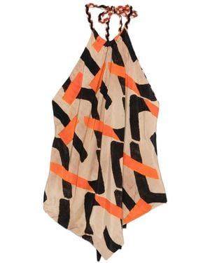 Dixie Graphic-Print Halterneck Top - White