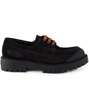 Prada Waxed Suede Lace-Up Shoes - Black