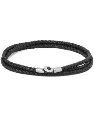 Roderer Mario Triple Tour Woven Leather Bracelet - Black