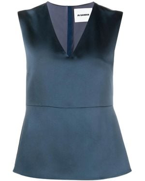 Jil Sander V-neck Sleeveless Top - Blue
