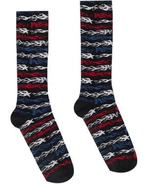 Palm Angels Jacquard Flames Socks - Black