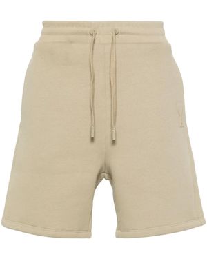 Ami Paris Ami De Coeur Drawstring Track Shorts - Natural