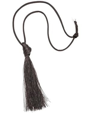 Alysi Long Fringed Knotted Necklace - White