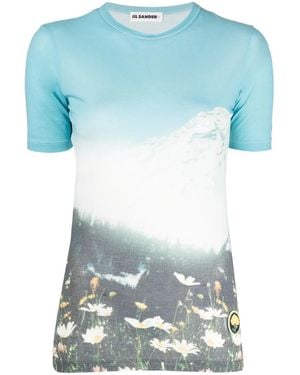 Jil Sander Graphic-Print Cotton T-Shirt - Blue