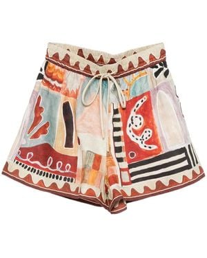 ALÉMAIS Pantalones cortos Michelle con estampado abstracto - Rojo