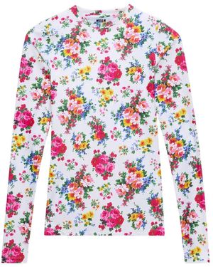 MSGM Floral-Pattern T-Shirt - White