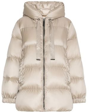 Max Mara Gewatteerd Donsjack Met Capuchon - Naturel