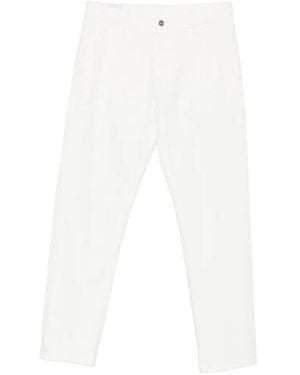Dondup Oliver Straight-Leg Logo-Patch Trousers - White