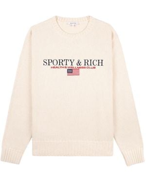 Sporty & Rich Logo Knitted Jumper - White