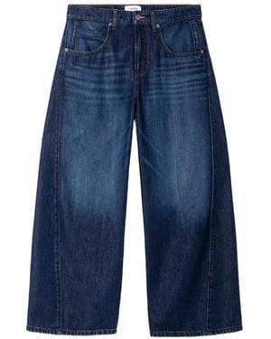 Cambio Orla Panelled Cropped Wide-Leg Tapered Jeans - Blue