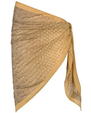 Roberto Cavalli Snake-Print Pareo - White