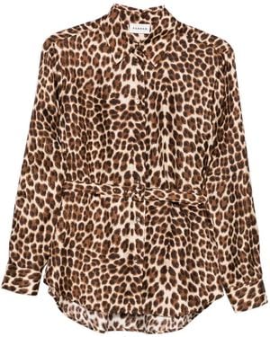 P.A.R.O.S.H. Leopard-Print Belted Shirt - Brown