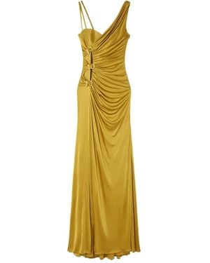 Versace シャーリング イブニングドレス - メタリック
