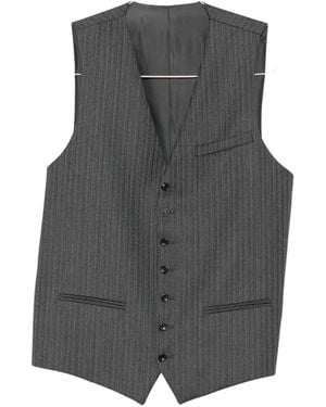 Reveres 1949 Pinstripe-Pattern Buckle-Strap Gilet - Grey