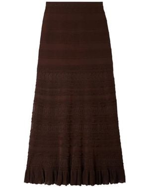 Sandro Ruffled Knitted Maxi Skirt - Brown