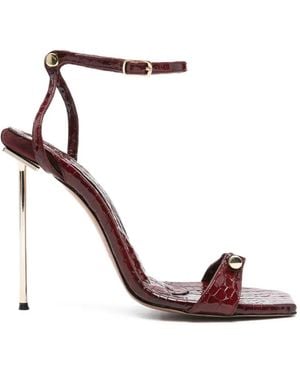 HARDOT Croc-Effect Stiletto Sandals - Red