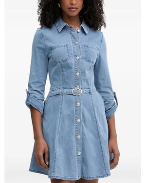 Morgan Belted Button-Down Mini Dress - Blue