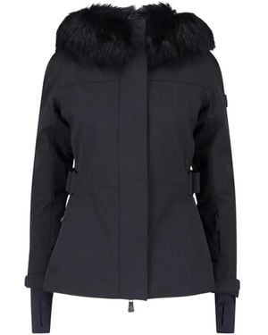 Moncler Loira Faux Fur-Trimmed Belted Jacket - Black