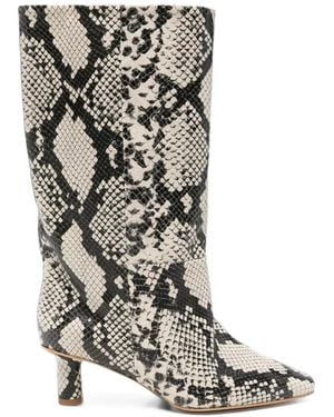 Alysi Python-Print Leather Boots - White