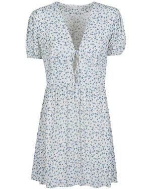 Mar De Margaritas Athena Floral Tie-Detail Mini Dress - Grey