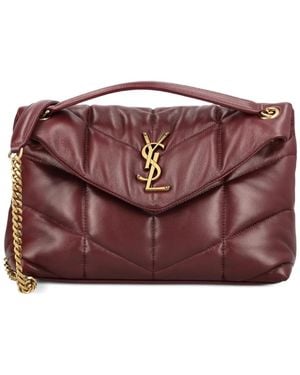 Saint Laurent Puffer Matelassé Shoulder Bag - Purple