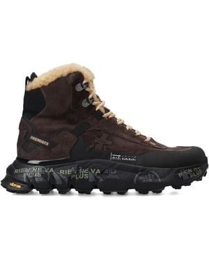 Premiata Trivor 452M Fur Lace-Up Trainers - Black
