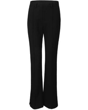 Shanghai Tang Pantalon Évasé À Finitions En Dentelle Brodée - Black