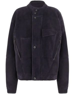 Giorgio Armani Suede Panelled Jacket - Blue