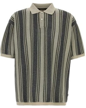 Nanamica Striped Knit Polo Shirt - Grey