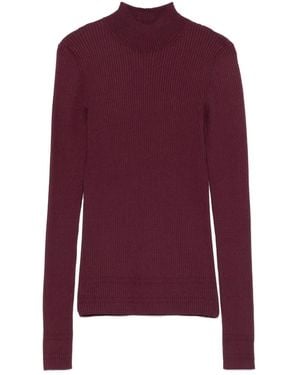 Twinset Ribbed-Knit High-Neck Top - Purple