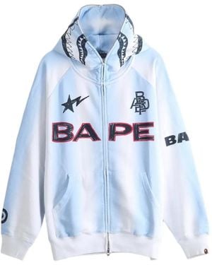 A Bathing Ape Shark Logo-Print Hoodie - Blue