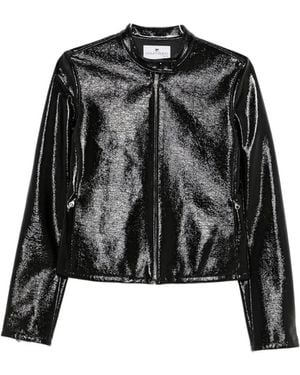 Courreges Vinyl-Effect High-Neck Jacket - Black