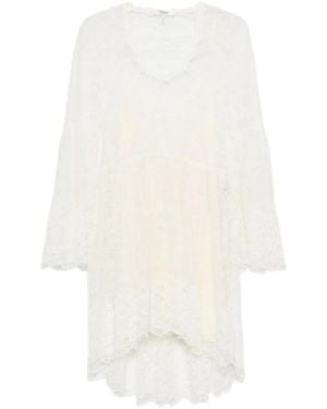 Chloé Lace Bell-Sleeve Mini Dress - White