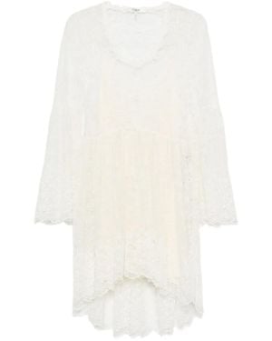 Chloé Lace Bell-Sleeve Mini Dress - White